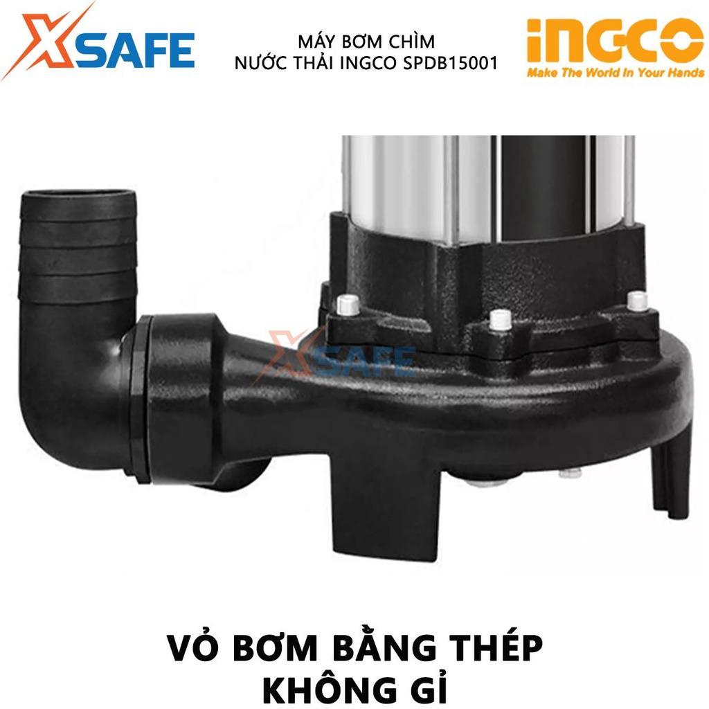 Máy bơm chìm nước thải INGCO SPDB15001 Máy bơm chìm 1500W, chiều cao bơm 14.5m, tốc độ dòng chảy 20m3/h - [XSAFE]