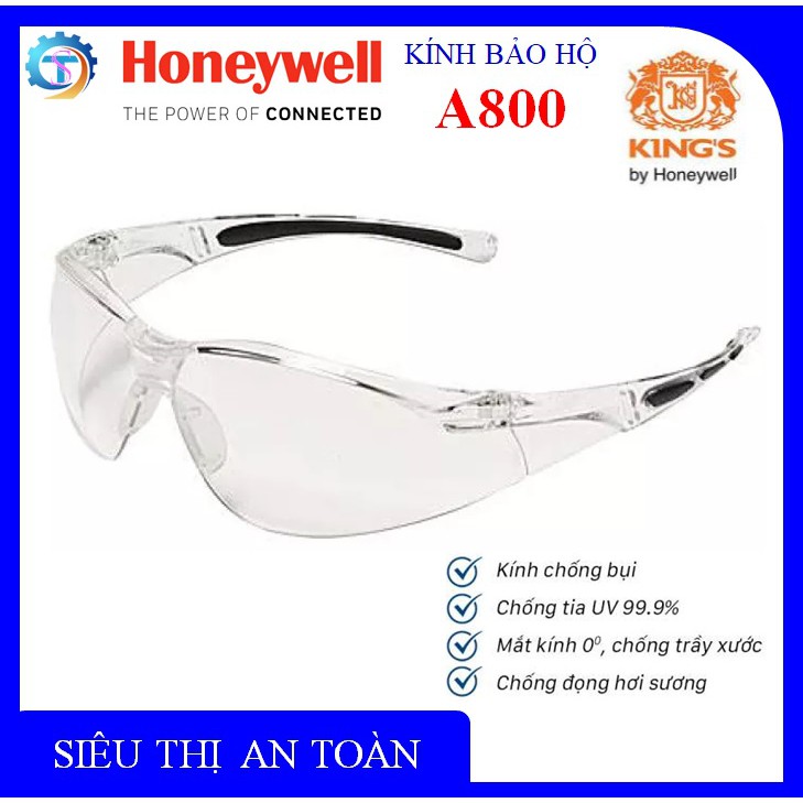 Kính bảo hộ thời trang HONEYWELL A800 chống xước, chống đọng sương, chống bụi bảo vệ mắt cao cấp