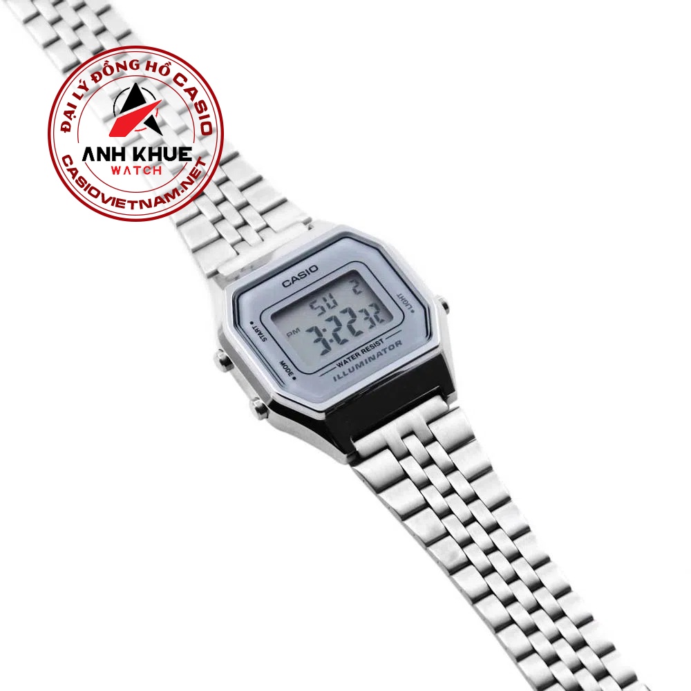 Đồng Hồ Casio Nữ LA680WA-7DF | Dây Kim Loại | Mặt Vuông Điện Tử | Chống Nước