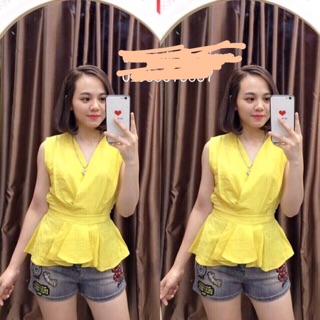 Áo peplum thời trang sát nách vải đũi lụa siêu mềm mát