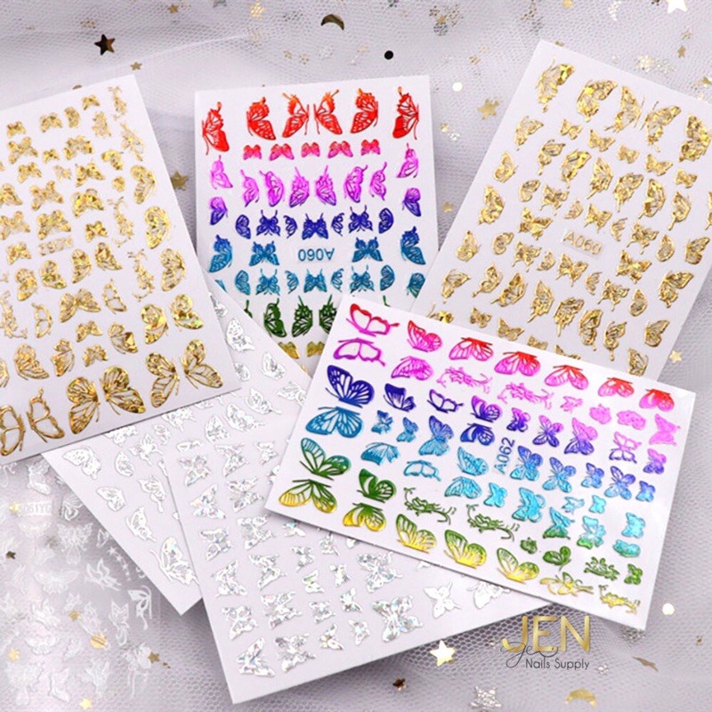 Sticker dán móng nail bướm 3d