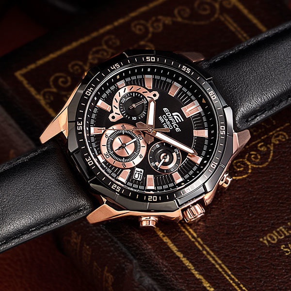 Đồng hồ nam Casio Edifice EFR-554BGL-1A dây da thật, chống nước 50m, hàng chính hãng