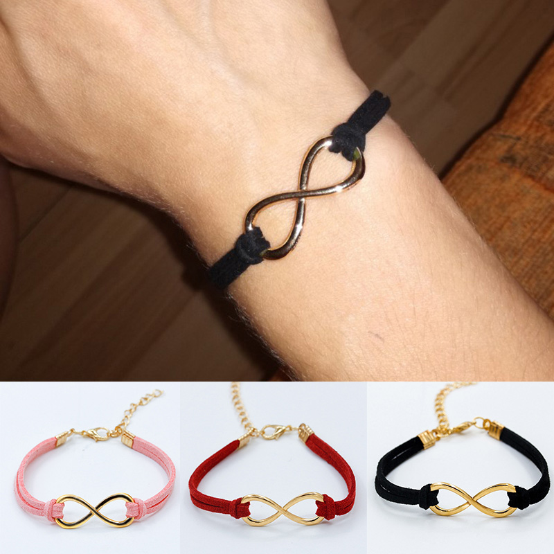 Vòng Tay Da Bản To Mặt Hình Số 8 Phong Cách Retro Cho Cặp Đôi