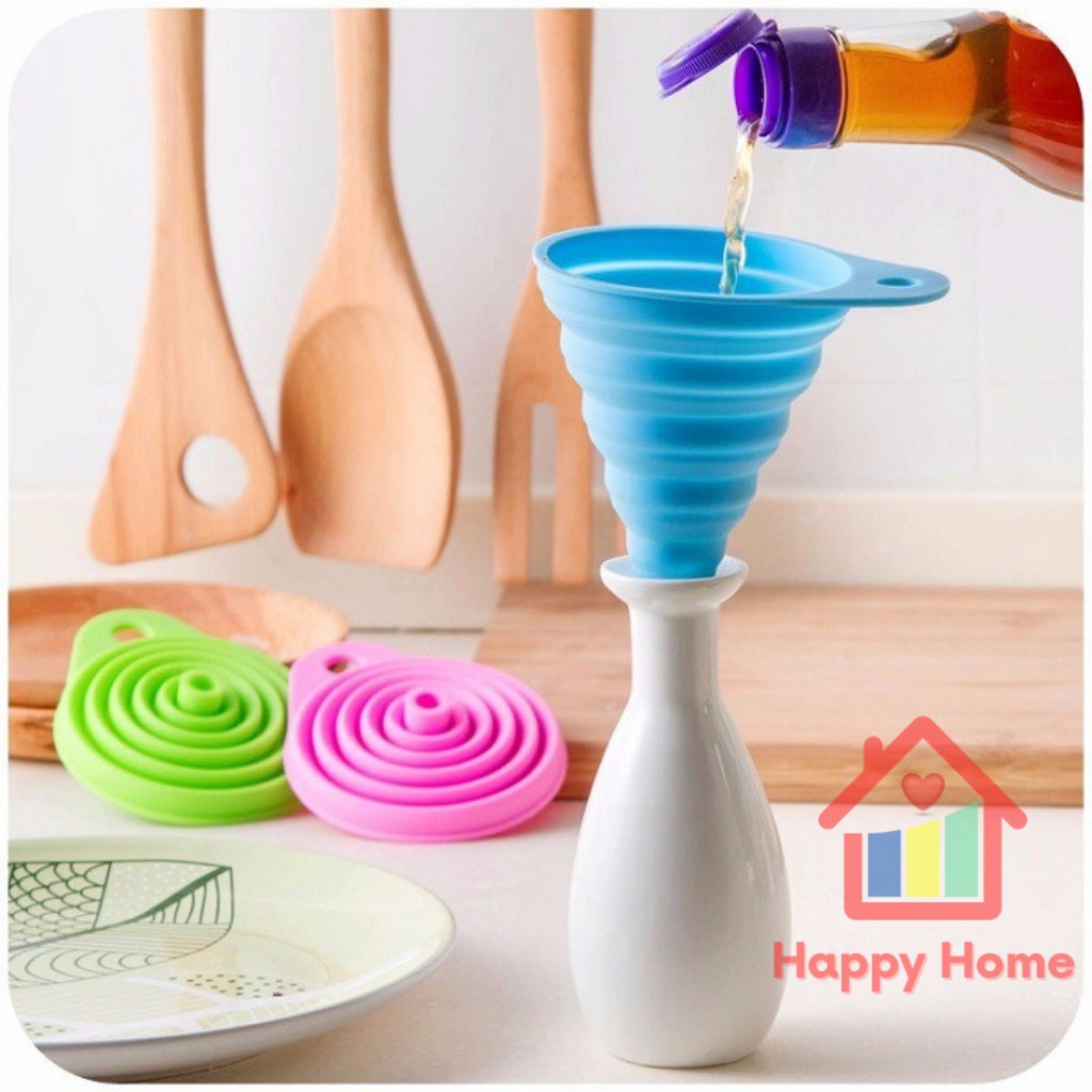 Phễu rót chất lỏng gấp gọn nhỏ xinh chất liệu silicon chịu nhiệt tốt Happy Home