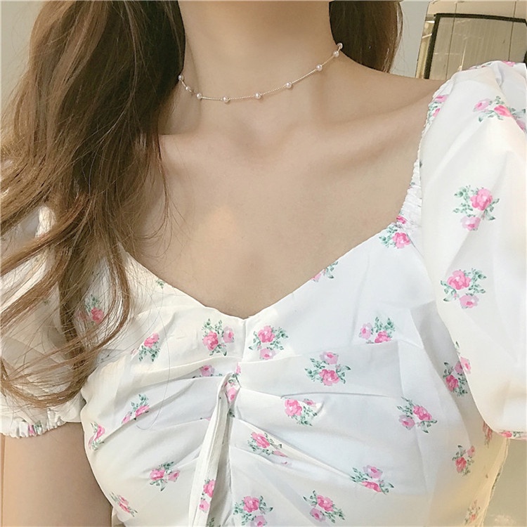 Vòng cổ ngọc trai ngắn đơn giản cá tính phong cách Hàn Quốc cho nữ