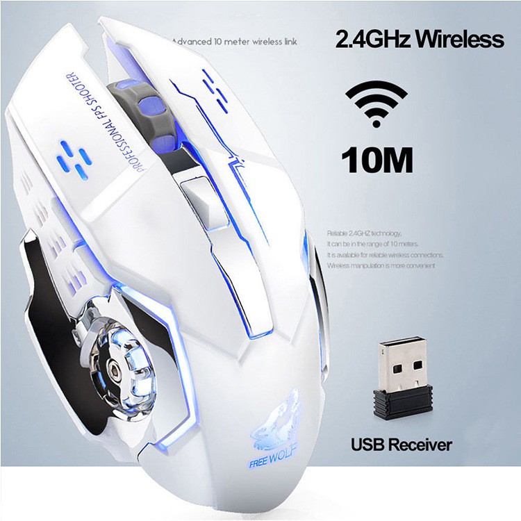 HOT GAMMING  Chuột không dây GAME Wolf X8 PRO Wireless 2.4GHz-Tự động đổi màu sắc