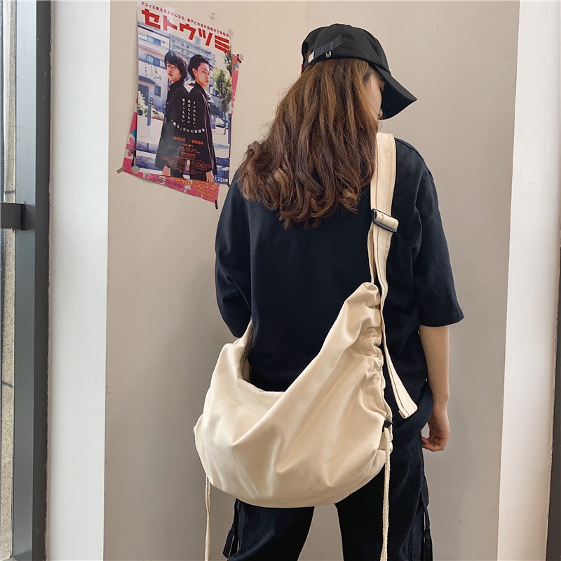Túi Vải Canvas Đeo Chéo Thời Trang Hàn Quốc Cho Nữ