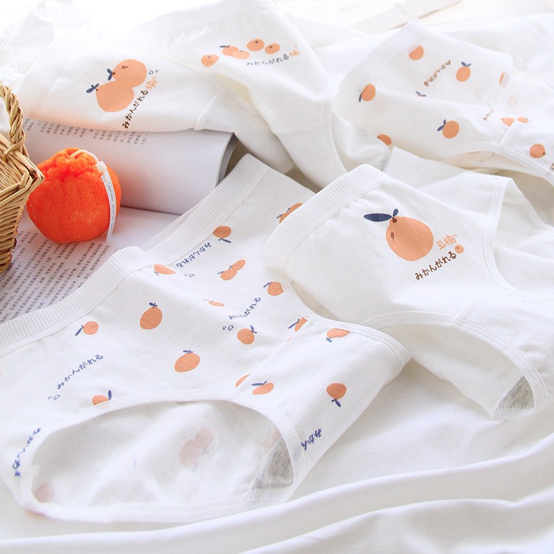 Quần Lót Cotton - Quần Lót Nữ  họa tiết hoa quả cam đào - chống viêm mềm mại lên dáng DAN STORE Mã 8032