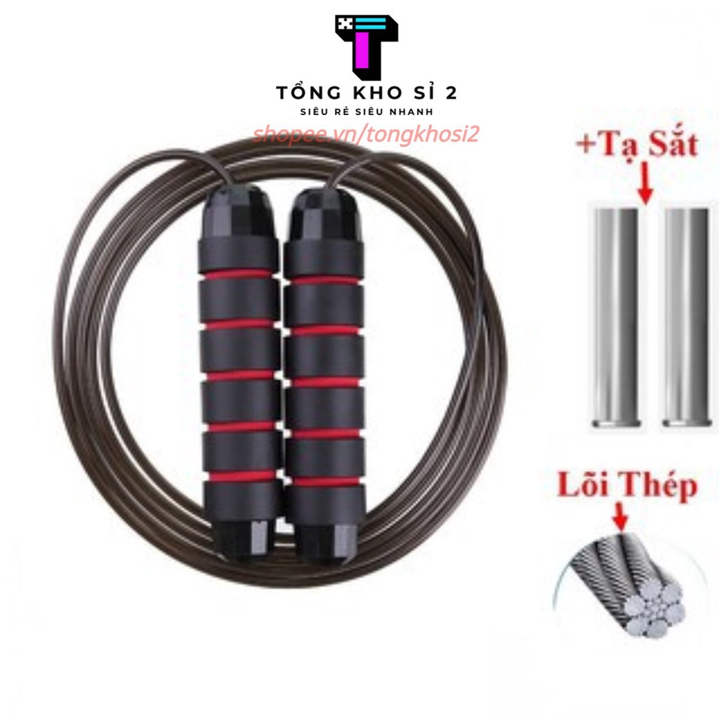 Dây nhảy thể Lực đàn hồi 3,4 mm ❤️FREESHIP❤️ Dây nhảy tập thể dục thể thao tại nhà Siêu Rẻ Siêu Bền. Lõi thép nặng 340gr