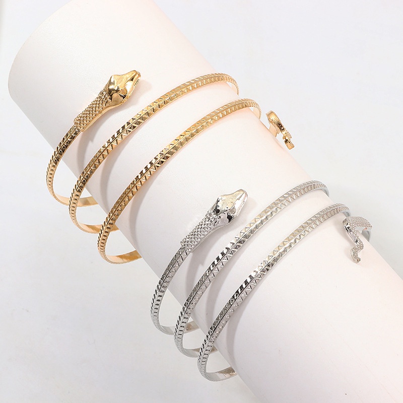 1 SET Vòng Tay Hợp Kim Hình Rắn Cá Tính Phong Cách punk