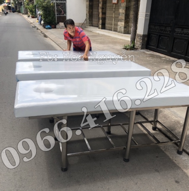 Giường Spa Inox Chân Thụt