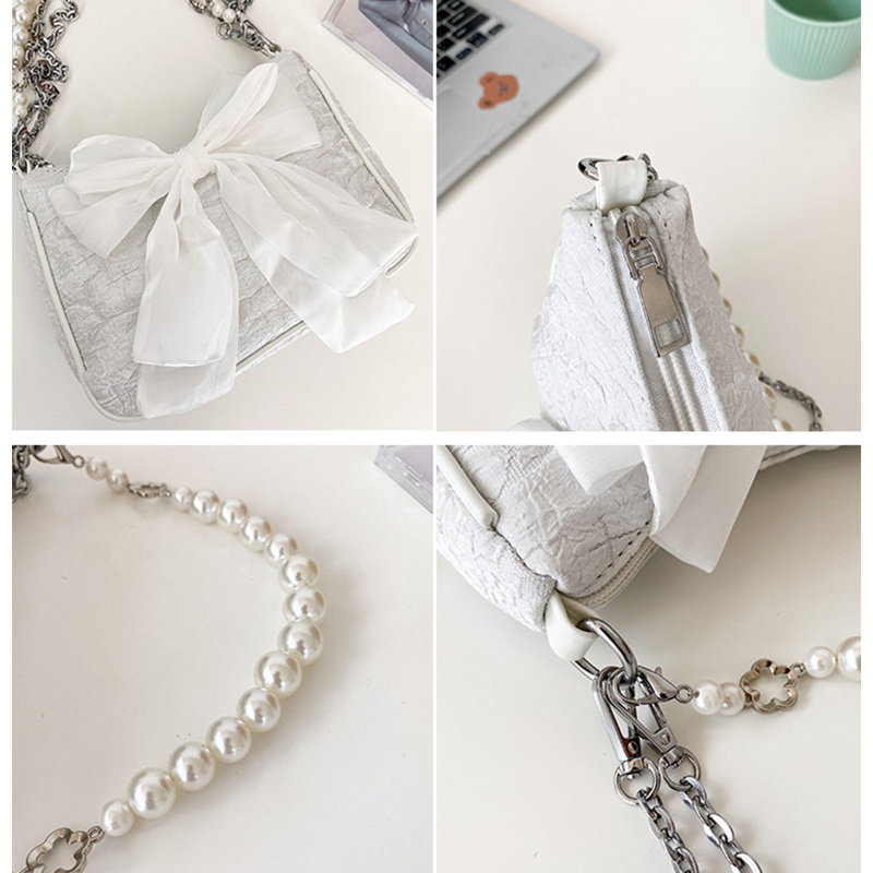 Túi Đeo Vai / Kẹp Nách Quai Xích Đính Ngọc Trai Sang Trọng Cho Tiệc Cưới