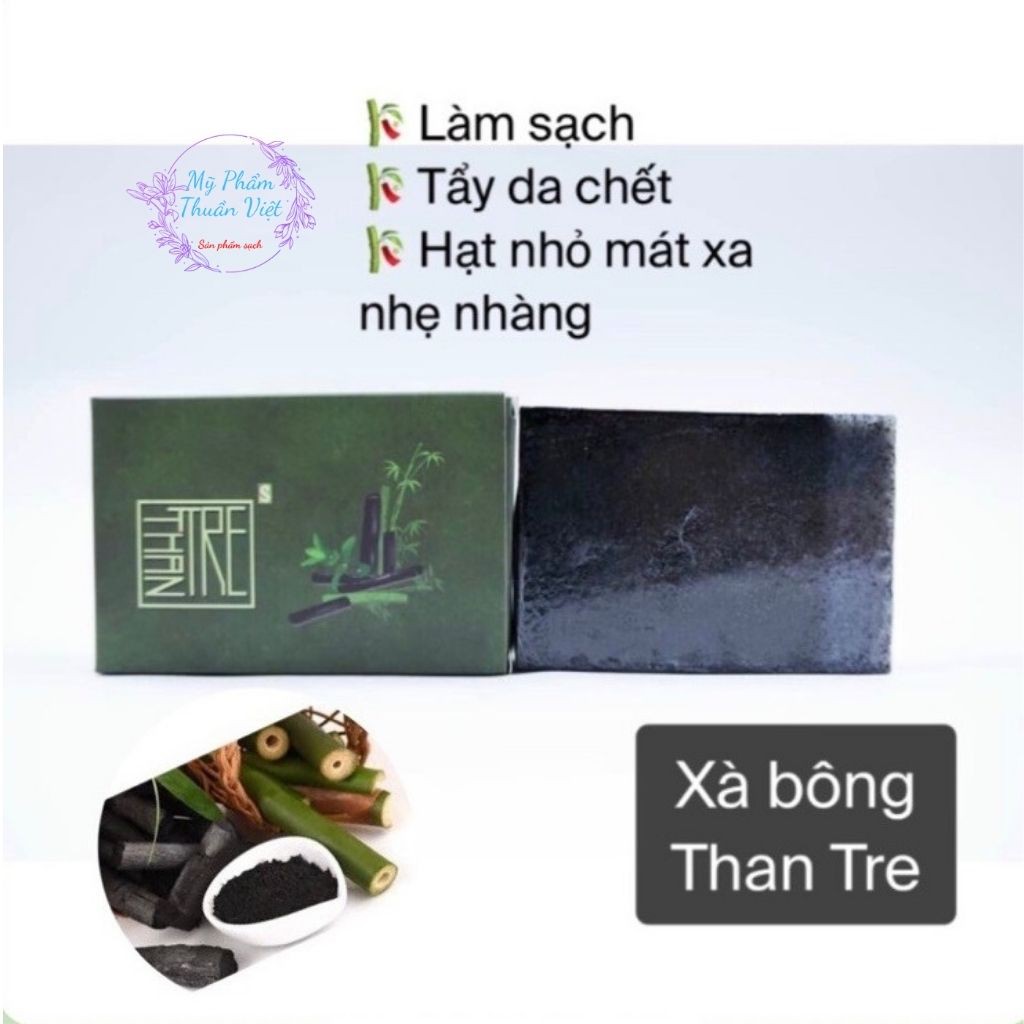 Xà bông Than Tre Thiên Nhiên Sinh Dược (Bánh 100gr)- Xà Phòng Làm Tẩy Da Chết Nhẹ, Massage