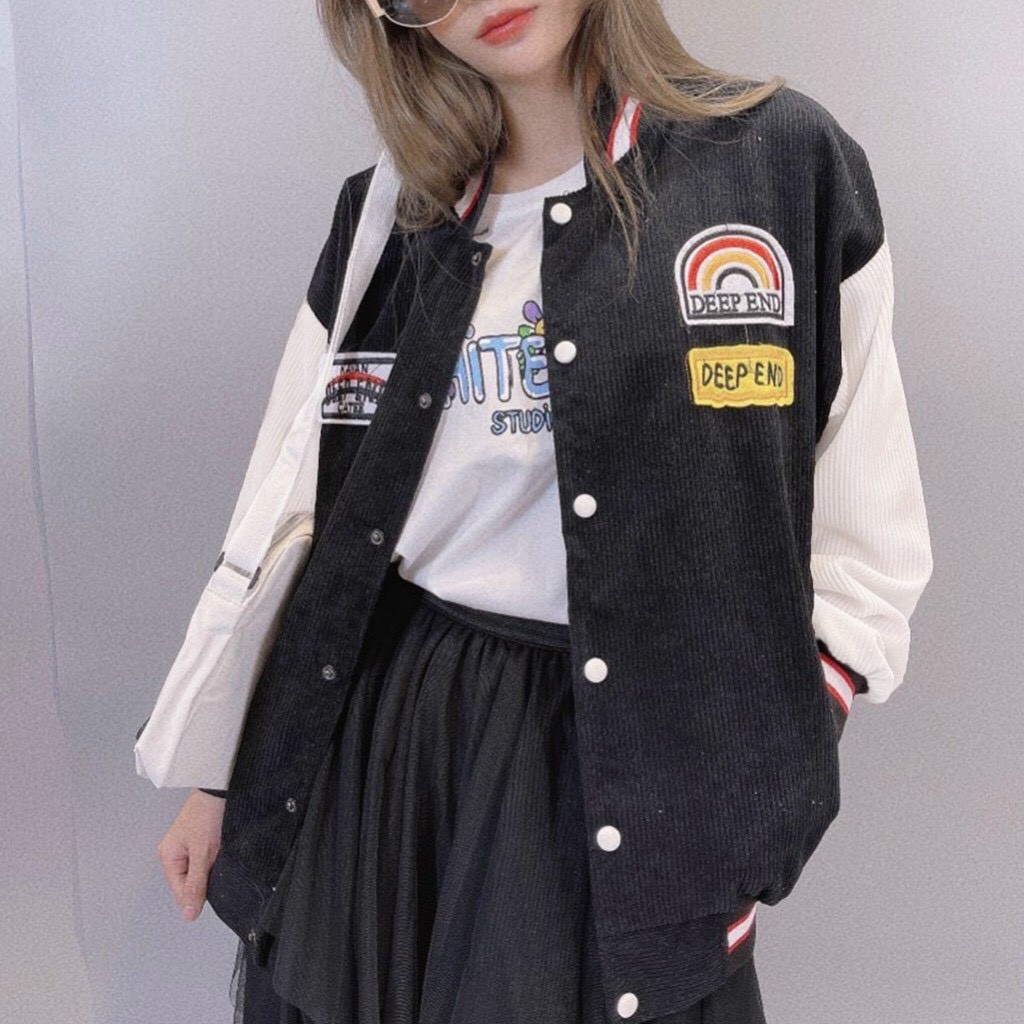 Áo Khoác Nhung Tăm, Áo Khoác Bomber UNISEX họa tiết cầu vồng. | BigBuy360 - bigbuy360.vn