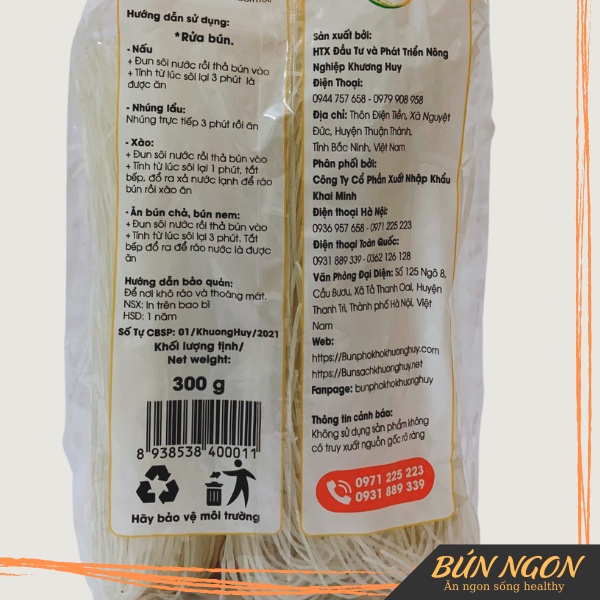 Bún Khô Bún Sạch Khương Huy Ăn Kiêng Giảm Cân Eatclean - Bún Ngon 300g - Bún Bò Huế