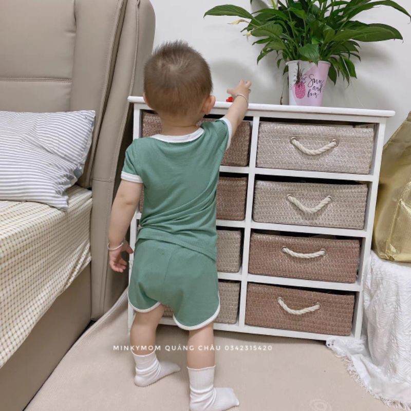 [Size 100-110] BỘ CỘC VIỀN THUN TĂM LẠNH QUẢNG CHÂU MINKY MOM