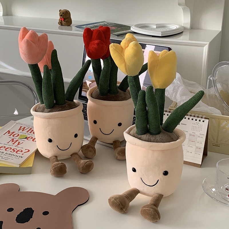 Hoa Tulip Nhồi Bông Thiết Kế Dễ Thương Dùng Làm Quà Tặng Độc Đáo