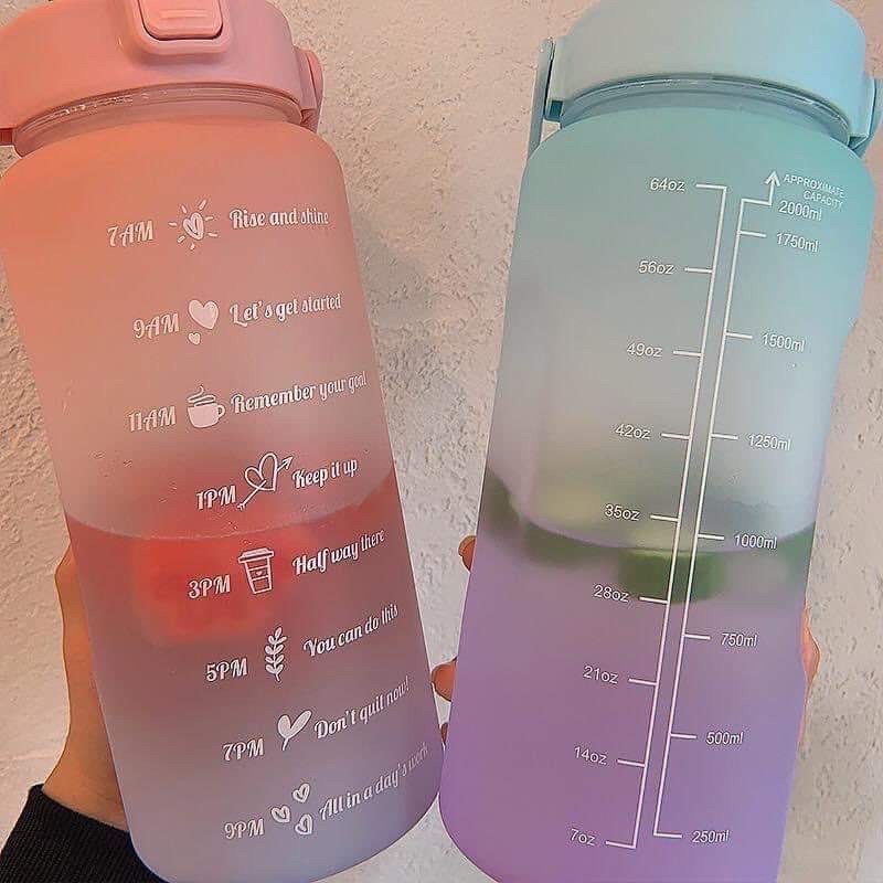 Bình Đựng Nước Uống Có Chia Vạch Theo Giờ Tiện Lợi 2000ml