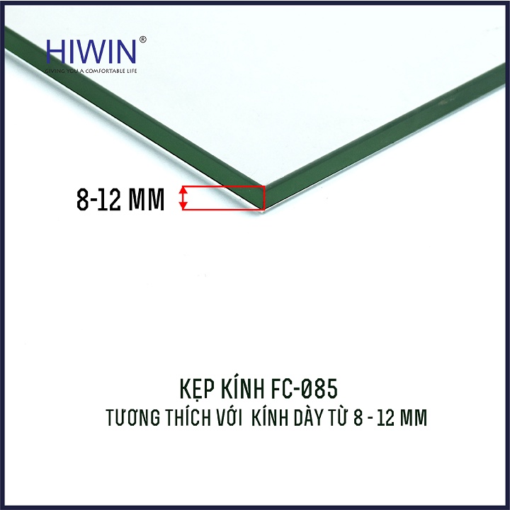 Kẹp chân kính 0 độ cabin tắm không khoét lỗ chất liệu inox 304 mặt gương HIWIN FC-085A