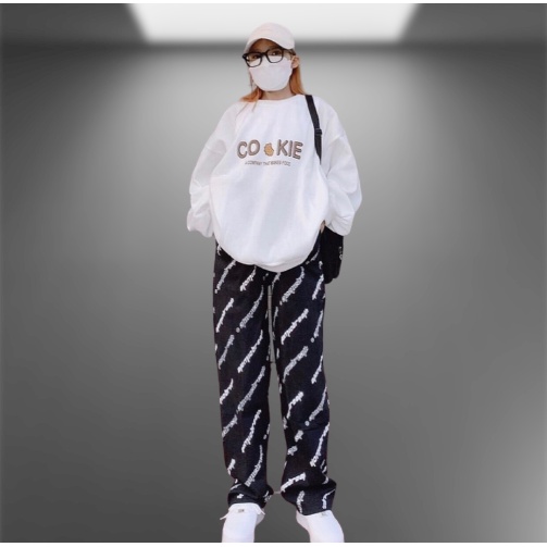 Áo Sweater Trắng In Bánh Cookie, Áo Sweater Dày Dặn Siêu Xinh Hot Trend Anne Boutique Mã 594