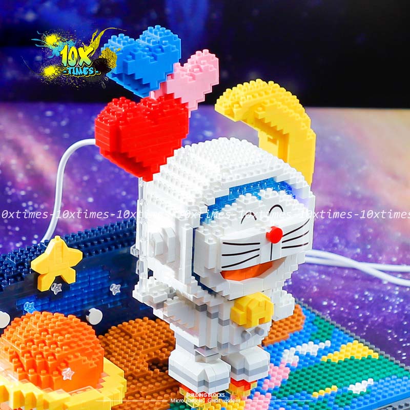 Mô hình lắp ráp doraemon phi hành gia có đèn led decor tặng sinh nhật bạn trai bạn gái 10xtimes