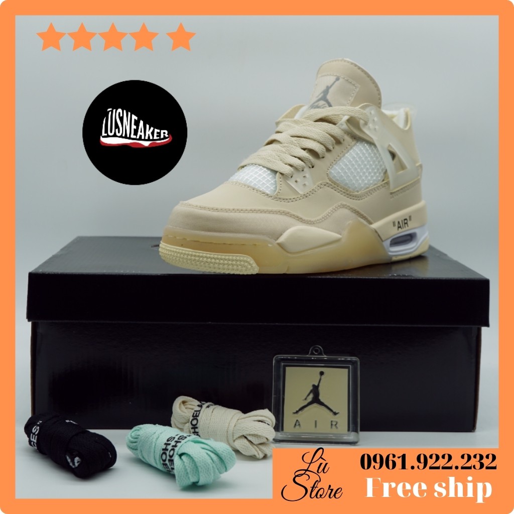 [FREESHIP+ẢNH THẬT] Giày sneaker Off W.hite /A.ir Jo.rdan 4 /C.ream/S.ail" OW/Lù Store | BigBuy360 - bigbuy360.vn