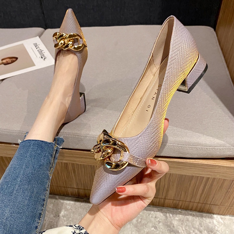 Giày Cao Gót Đế Dày 3Cm Cỡ Lớn 2022 Mềm Mại Thời Trang Mùa Xuân Cho Nữ