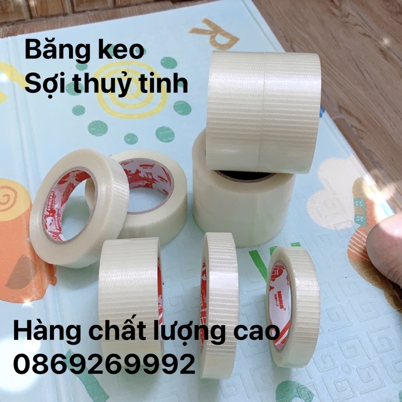 băng dính sợi thuỷ tinh chất lượng cao đủ kích thước 5cm 2,5cm 2cm dài 50-25m