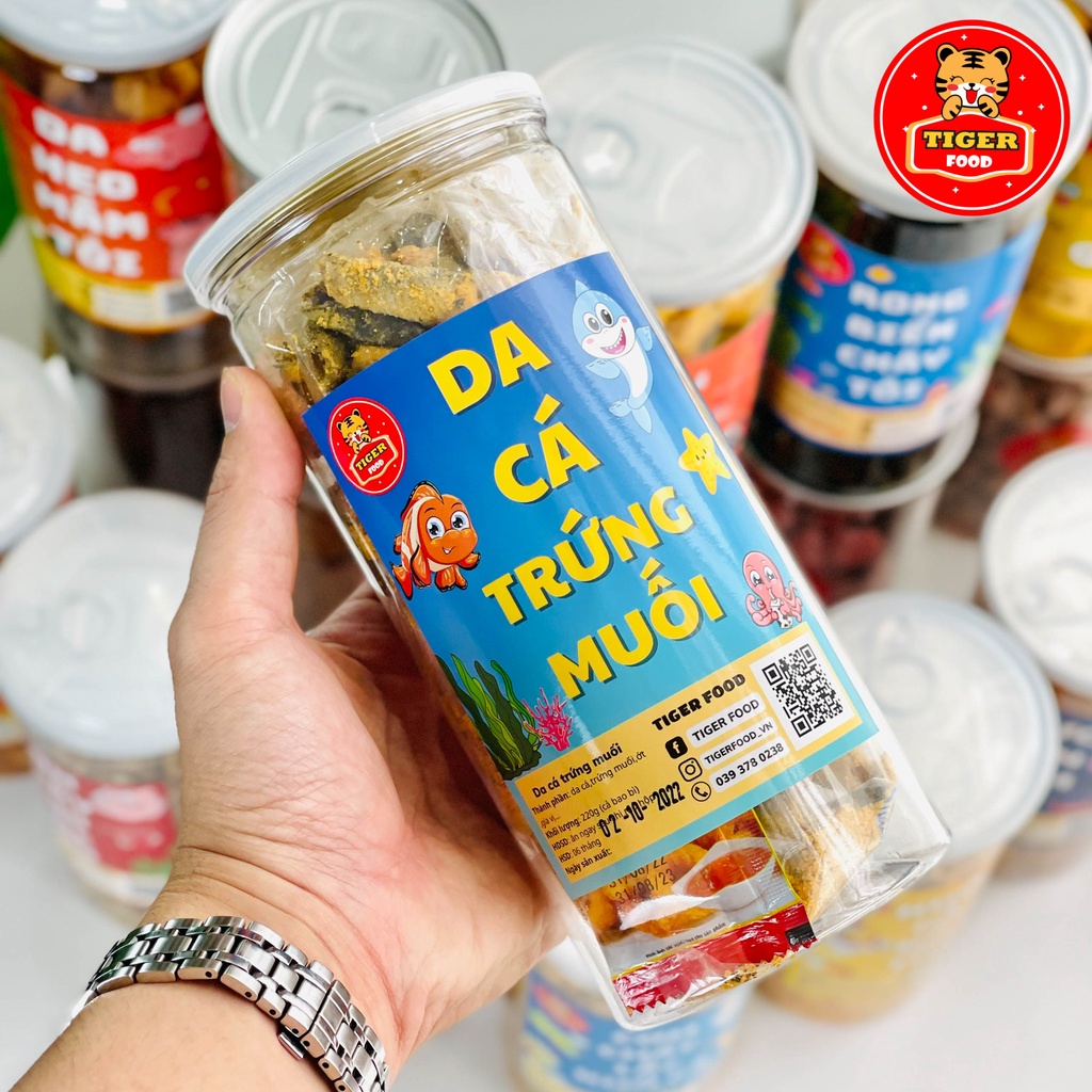 Da cá trứng muối TIGER FOOD Da cá mix vị trứng muối 220g giòn ngon siêu ghiền - ăn vặt Sài Gòn
