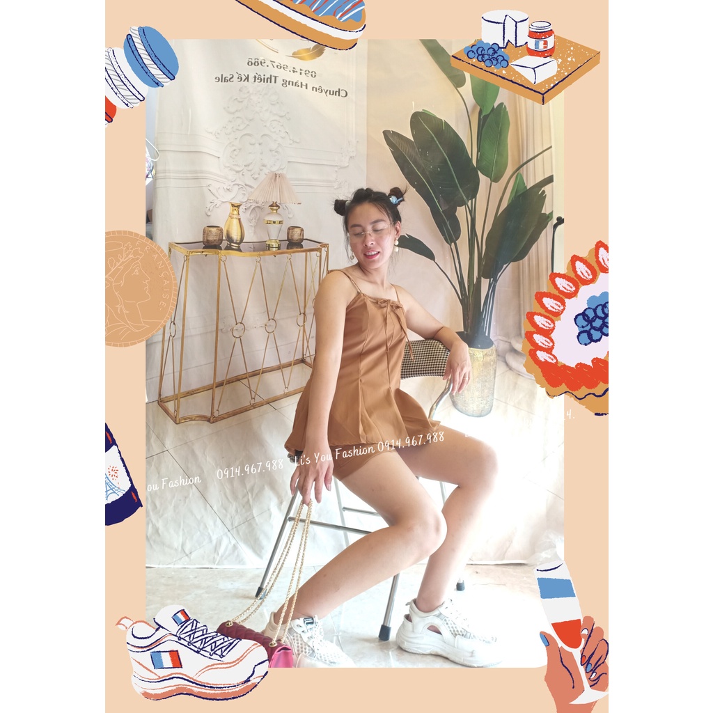 Set Đồ Nữ Đi Chơi, Set Bộ Áo Hai Dây Tiểu Thư