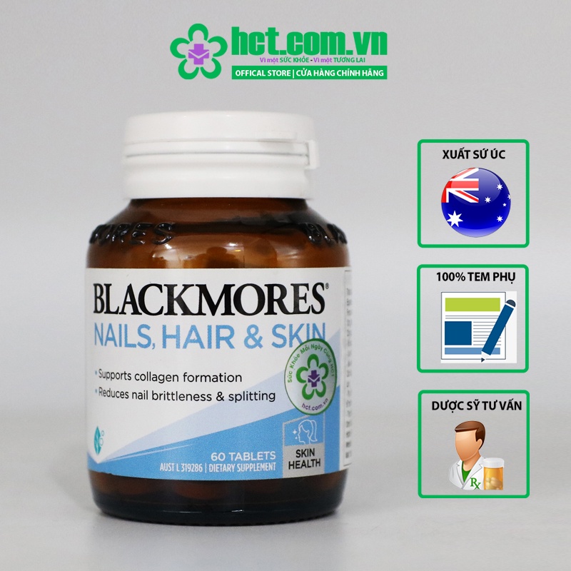 Viên Uống Blackmores Nails Hair & Skin Hỗ Trợ Da Tóc Móng Lọ 60 Viên