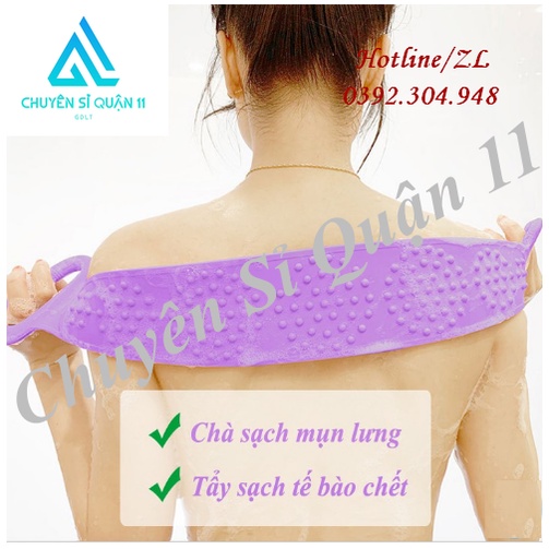Dây chà lưng silicon tẩy tế bào chết, dây tắm chà lưng 2 mặt silicon