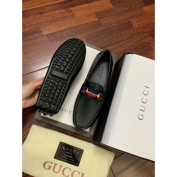 Giày lười nam da, giày moca Gu cci, giày mọi nam GC lót da đế cao su Bản đẹp fullbox thẻ bill.