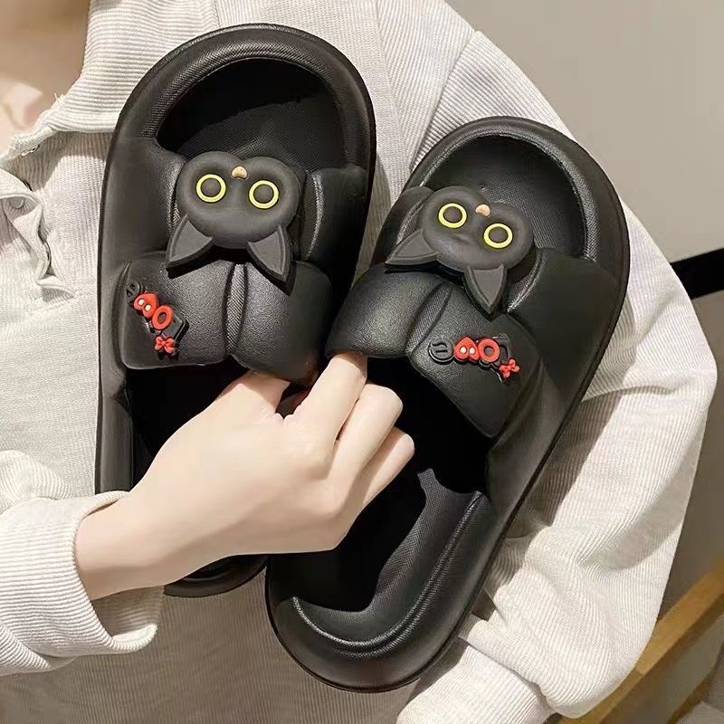 JY300-D18 MÈO DÁN Dép bánh mì đúc liền đế chẻ mềm mại êm chân kèm hình dán hoạt hình MẶT MÈO