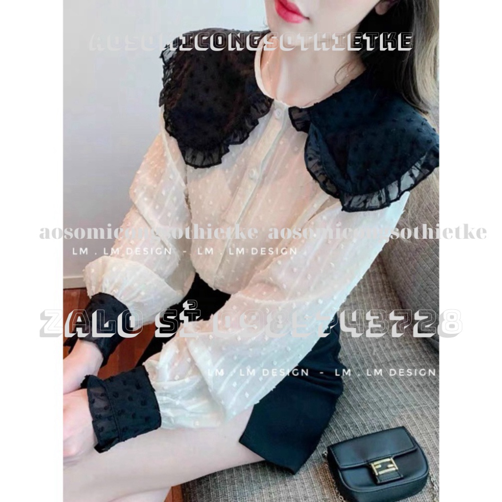 áo sơ mi tay bồng tiểu thư kaca có video+ ảnh thật HB0001 aosomicongsothietke