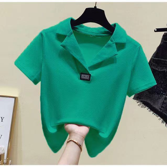 Áo polo Tay Ngắn Cổ POLO Chất Liệu Cotton Họa Tiết Kẻ Sọc Thời Trang Mùa Hè Cho Nữ