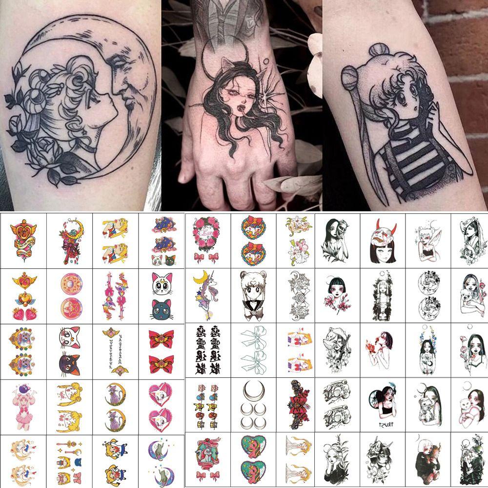 JARRED Hình Xăm Dán Tạm Thời Họa Tiết Thủy Thủ Mặt Trăng Chống Thấm Nước Phong Cách Kawaii Nhật Bản Dành Cho Nữ