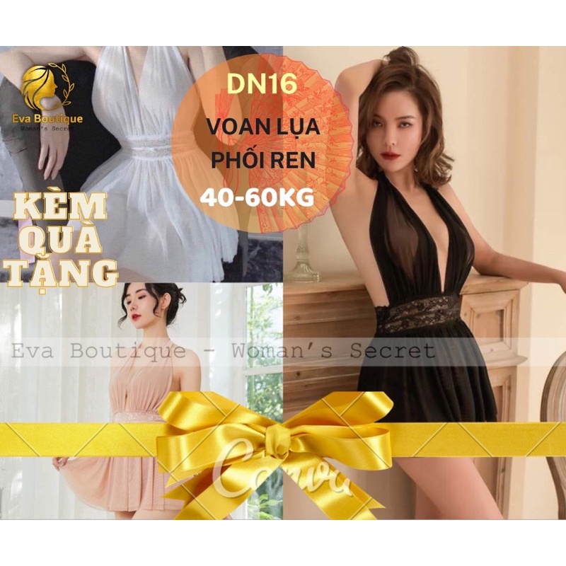 _DN16_Váy Ngủ Cổ yếm chữ V khoét sâu [EvaBoutique9x]