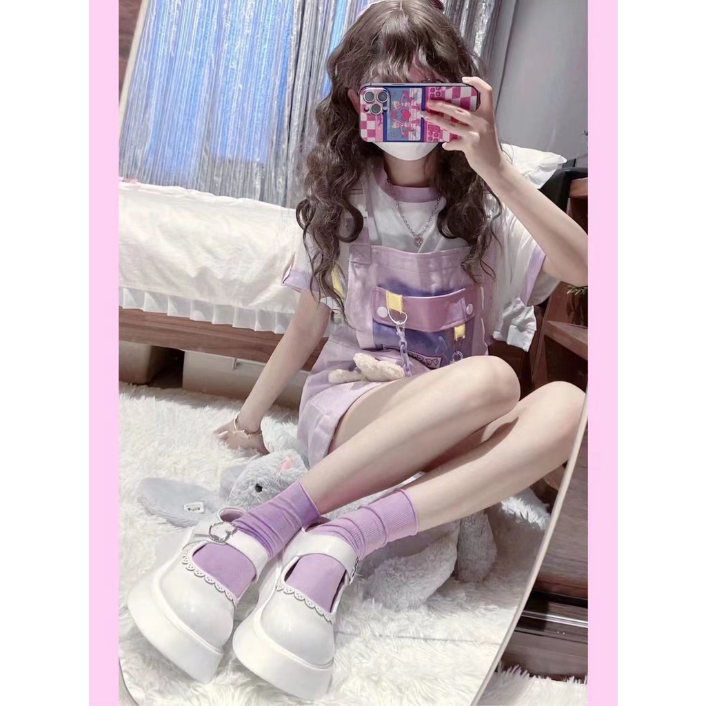 Set Áo Thun Ngắn Tay Và Quần Yếm Phong Cách Hàn Quốc Dành Cho Nữ.quần yếm cho bé gái .set váy yếm nữ .quần đùi nữ