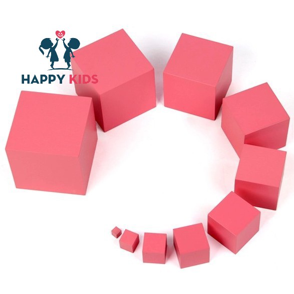 Tháp Hồng - Giáo Cụ Montessori Đồ Chơi Toán Học Bằng Gỗ Giúp Trẻ Sáng Tạo - Bản Mini