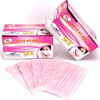 Bộ 2 Hộp Khẩu Trang Y Tế 3 Lớp Nam Anh 9X Màu Hồng Hộp 50 Cái Cao Cấp ( Chính Hãng )