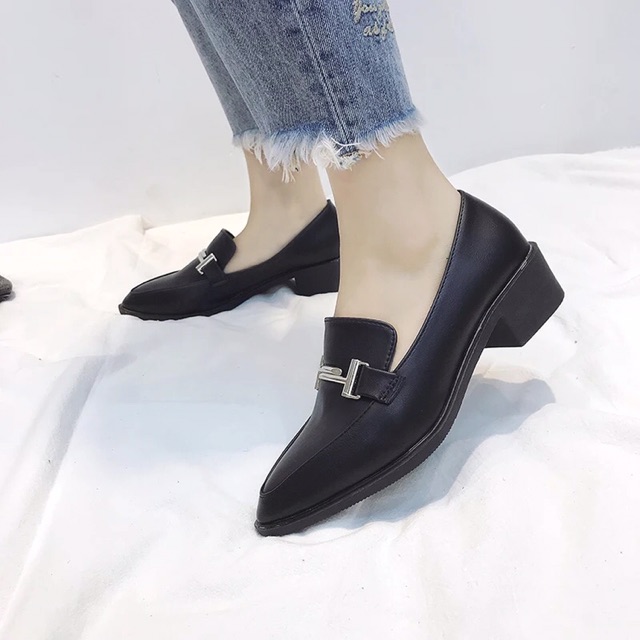 Giày nữ/ Loafer nữ mũi nhọn công sở thời trang ôm chân (chân dày tăng 1 size)