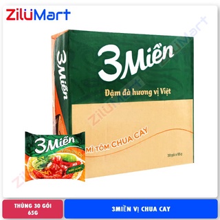 Mì 3 Miền tôm chua cay (thùng 30 gói) loại 65g