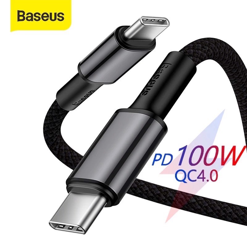 Cáp sạc nhanh 2 đầu Type C 100W Baseus High Density Braided cho Samsung/ Xiaomi