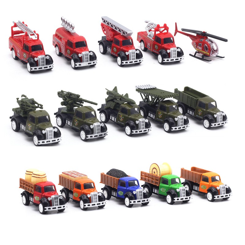 Bộ xe die cast mini ô tô chở hàng đồ chơi trẻ em bằng hợp kim nhựa gồm 5 xe