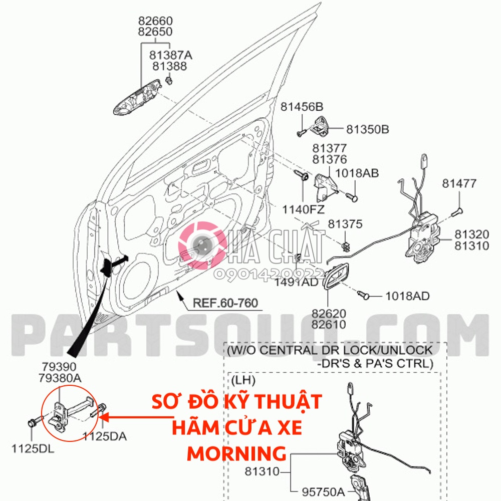 Hạn chế hành trình cửa KIA MORNING 2004 - 2010 🚘 Nhập khẩu KIA MOTORS - HYUNDAI MOBIS Hàn Quốc