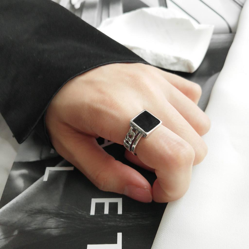 Nhẫn hở đính đá phong cách retro hiphop có thể điều chỉnh thời trang cá tính