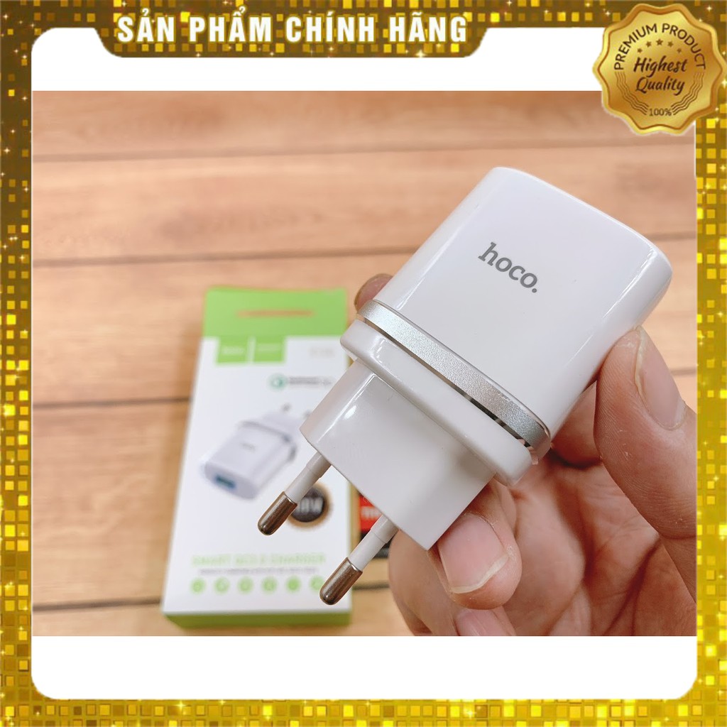 Củ sạc nhanh hoco c12q, sạc nhanh QC3.0/18w (BH 1 năm) TẶNG KÈM DÂY SẠC NHANH trị giá 50k [ HÀNG CHÍNH HÃNG]