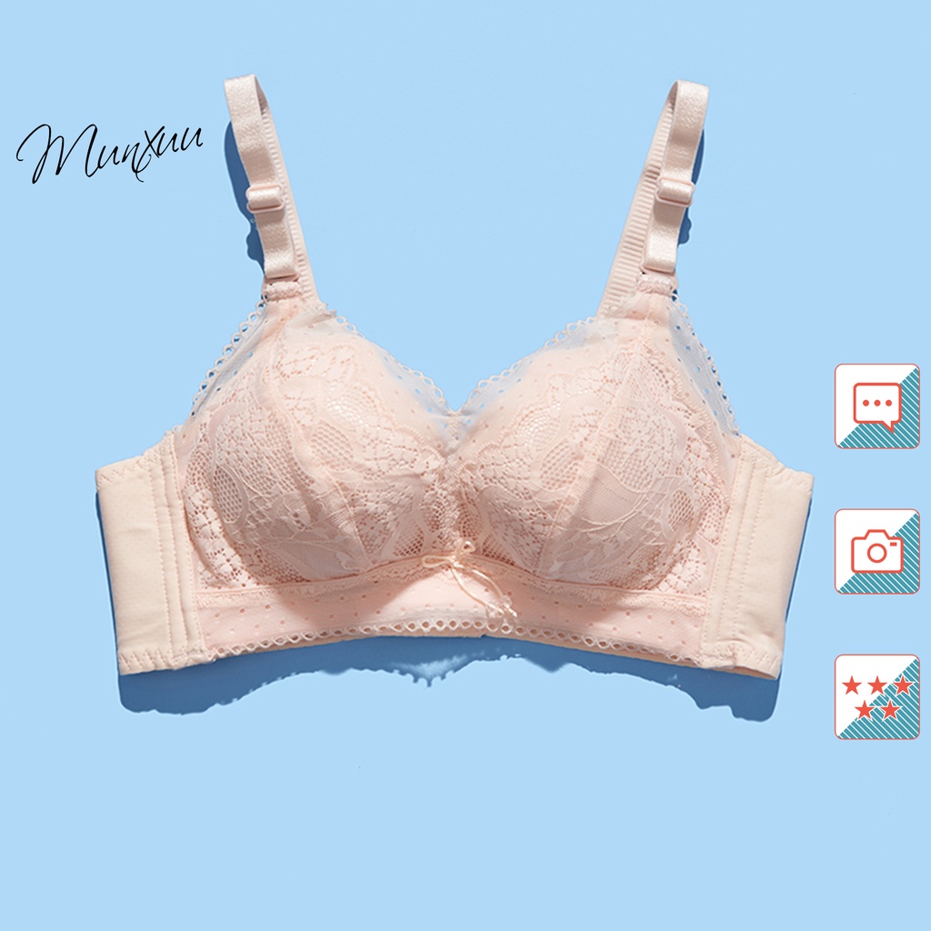 Áo lót ren nữ sexy Munxuu không gọng, đệm ngực dày vừa nâng ngực thoải mái phối ren ngọt ngào - AV38