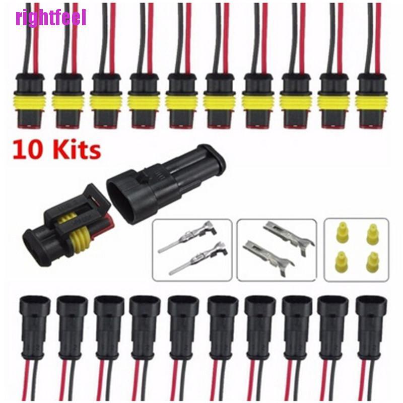 Set 10 Đầu Nối Dây Điện 2 Pin Chống Nước Cho Xe Hơi